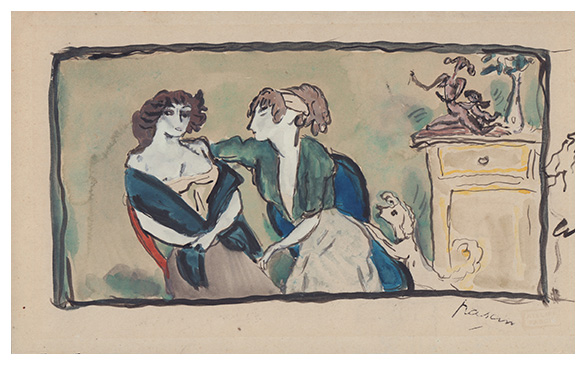 , Les confidents, a drawing by Jules PASCIN
