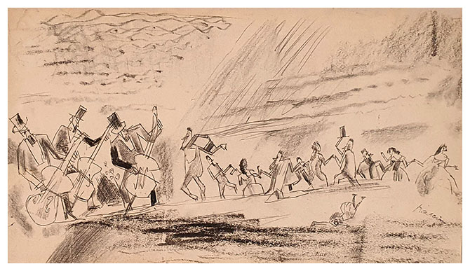 L'orchestre [The Orchestra]
, drawing by Jules PASCIN